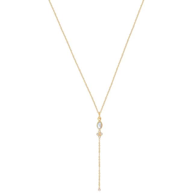 Leticia Ponti Marquise Collier nacre blanche zircons 40 cm