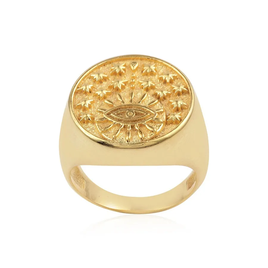 Leticia Ponti Luck Talisman chevalière gravée taille 52 plaqué or