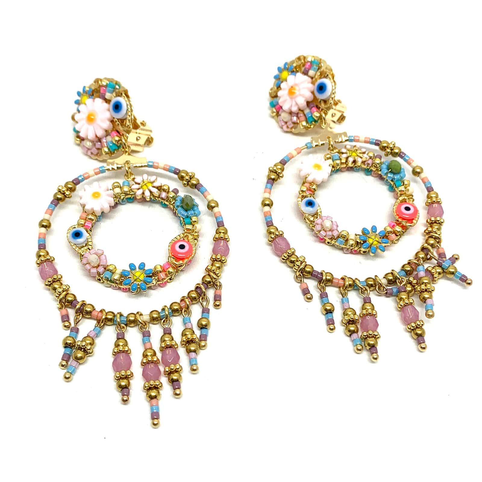 Hypnochic Flower Joe créoles fantaisie multicolore 5,5 cm