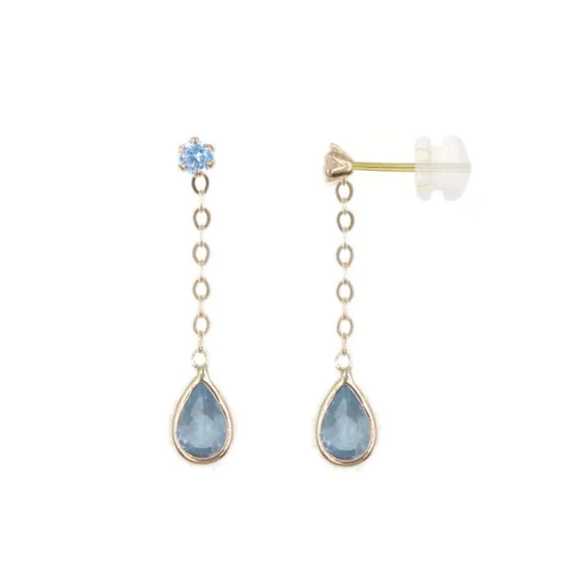 L'Atelier d'Azur Boucles Topaze Bleue Or Jaune Pendantes