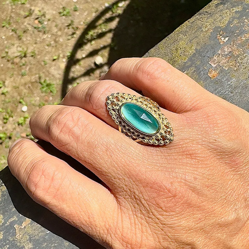 MAD SO CREATION Thyssia bague orange œil de chat T52-58