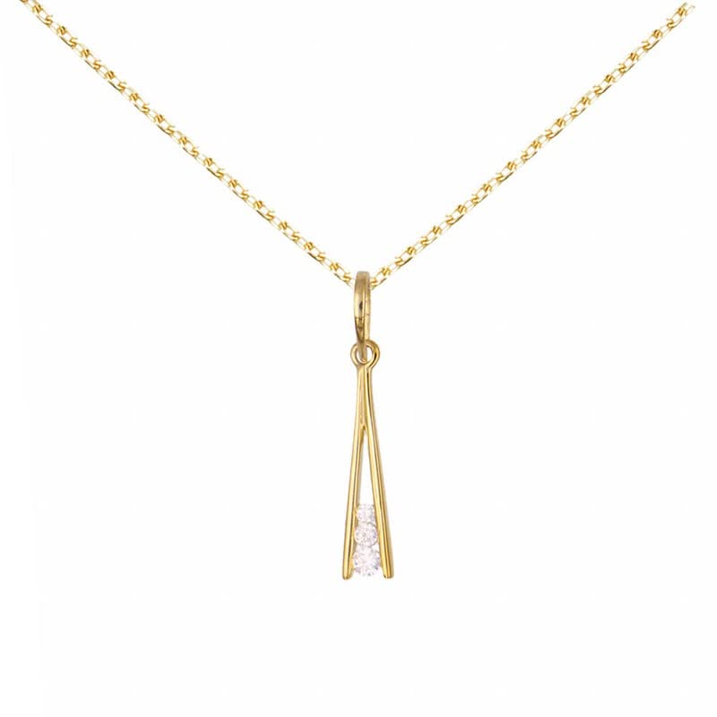 L'Atelier d'Azur Collier Barrette zirconiums or jaune 45 cm