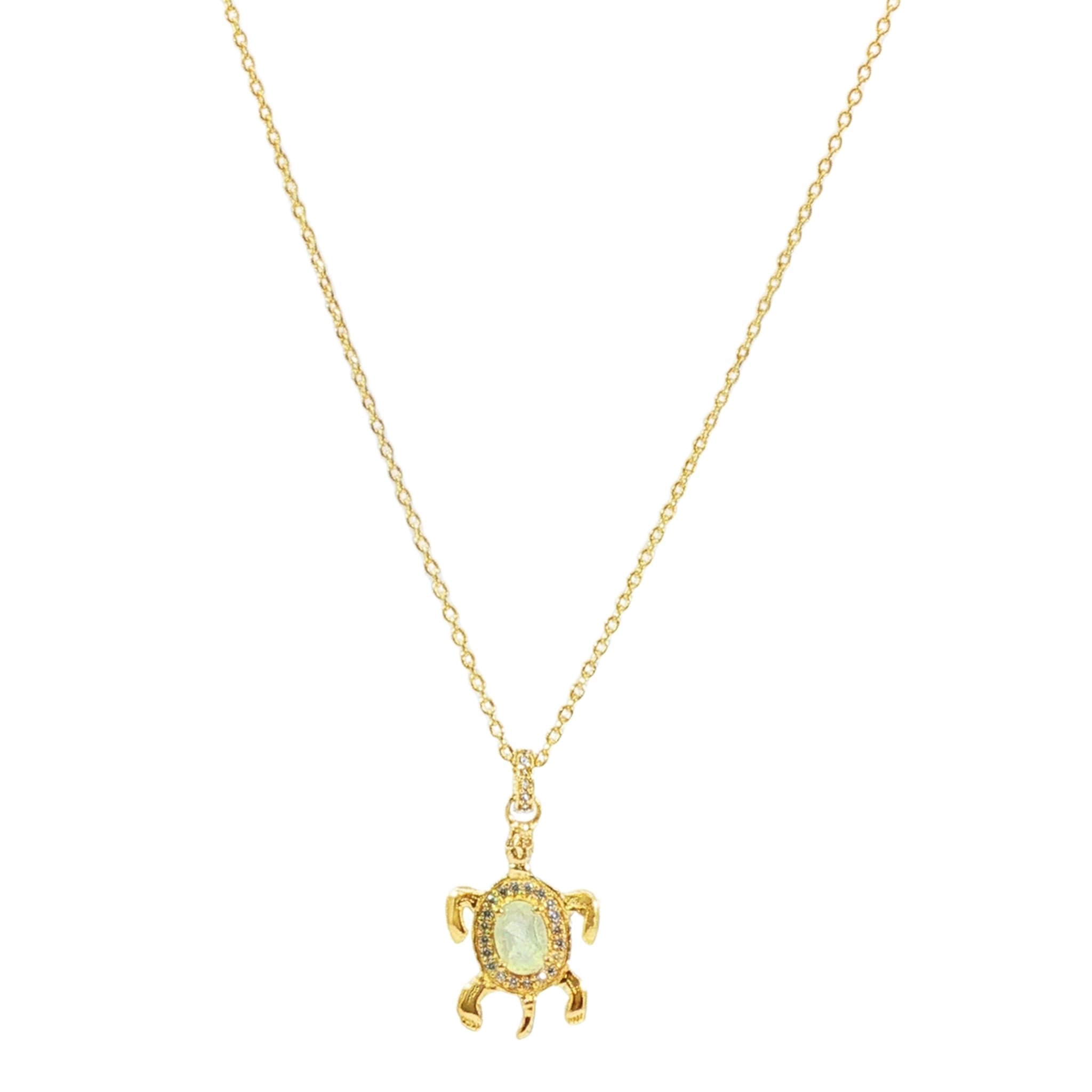 Leticia Ponti Tortue Tiny collier quartz rose plaqué or
