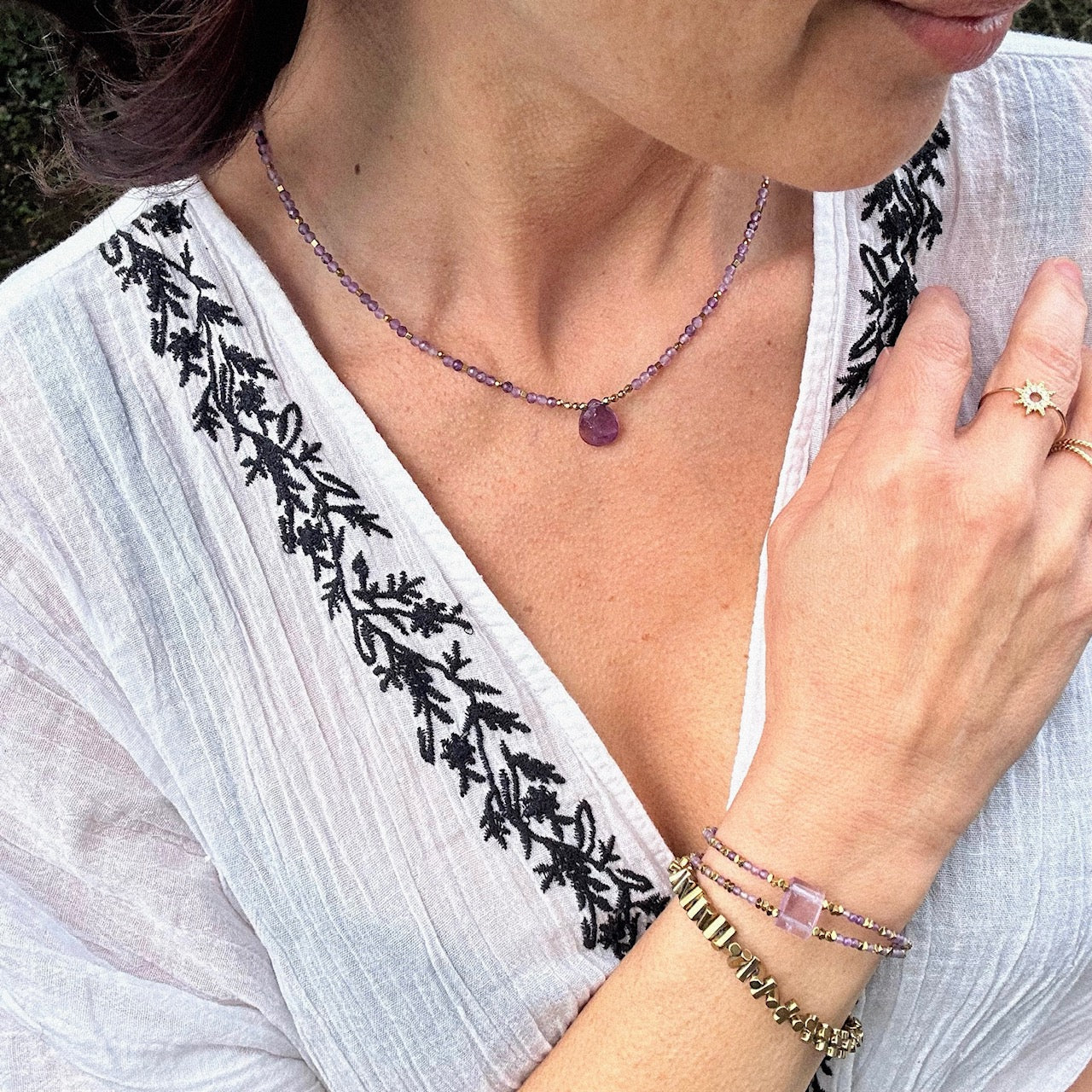 Mad So Creation Aïana collier améthyste violet 43cm