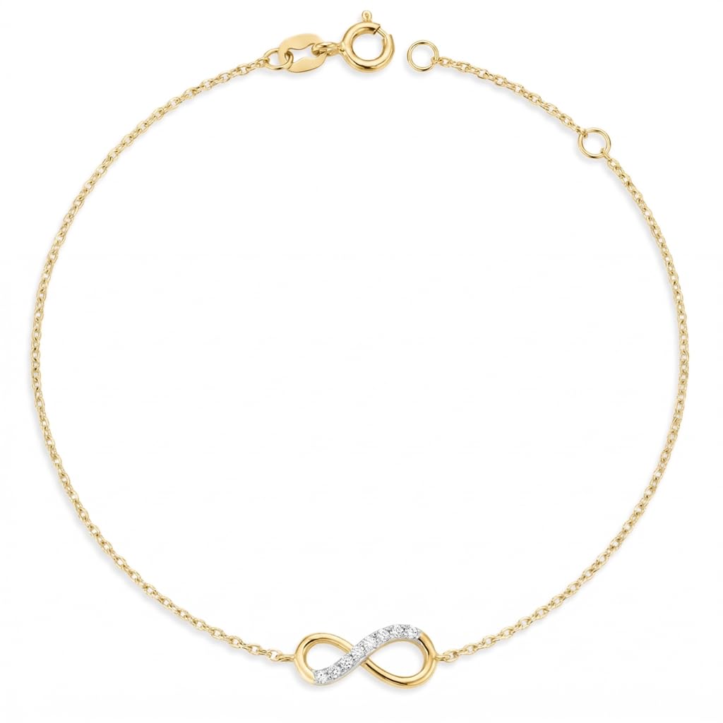 L'Atelier d'Azur Bracelet Infini Or Jaune Zirconiums Femme 18 cm