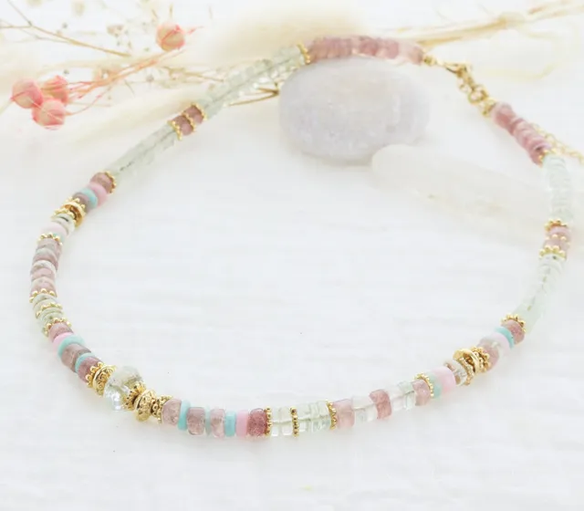 Leticia Ponti Lana choker quartz rose 38 cm