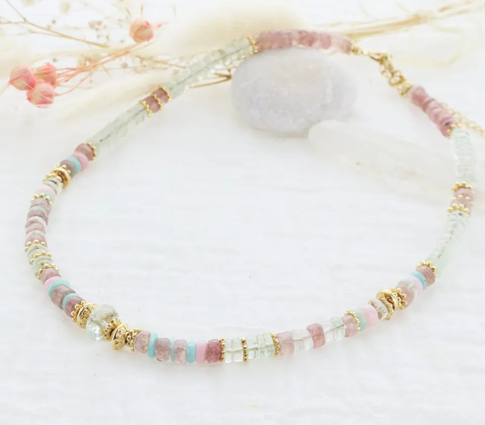 Leticia Ponti Lana choker quartz rose 38 cm