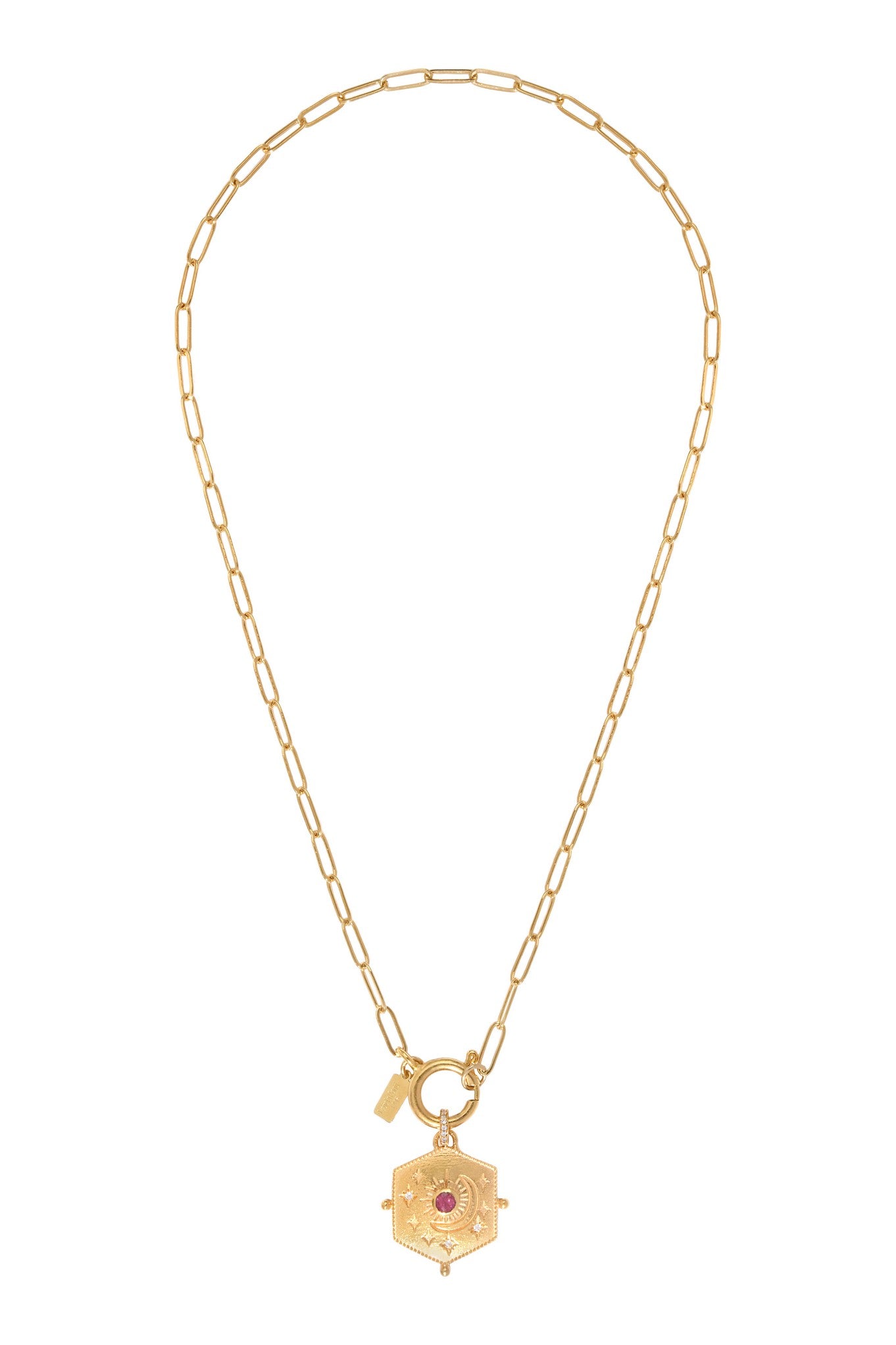Leticia Ponti Moon collier tourmaline rose plaqué or