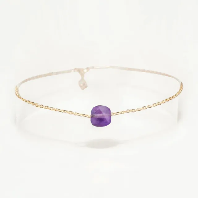 Ô PLUM Charlie bracelet améthyste plaqué or 17 cm