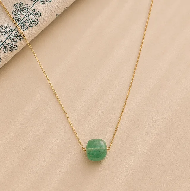 Ô Plum Shenaa Collier Aventurine Plaqué Or 39/42 cm