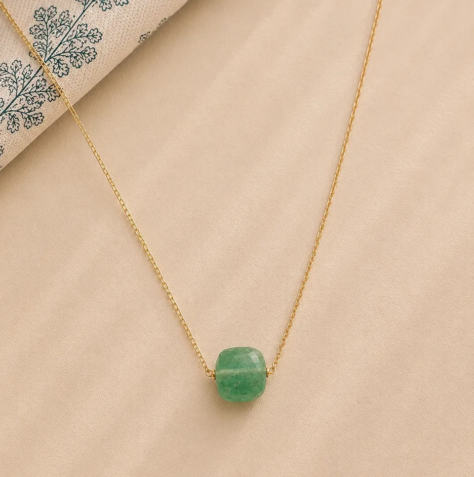 Ô Plum Shenaa Collier Aventurine Plaqué Or 39/42 cm