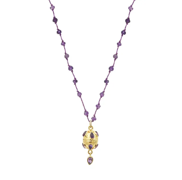 Leticia Ponti Berta Goutte collier améthyste plaqué or 40 cm