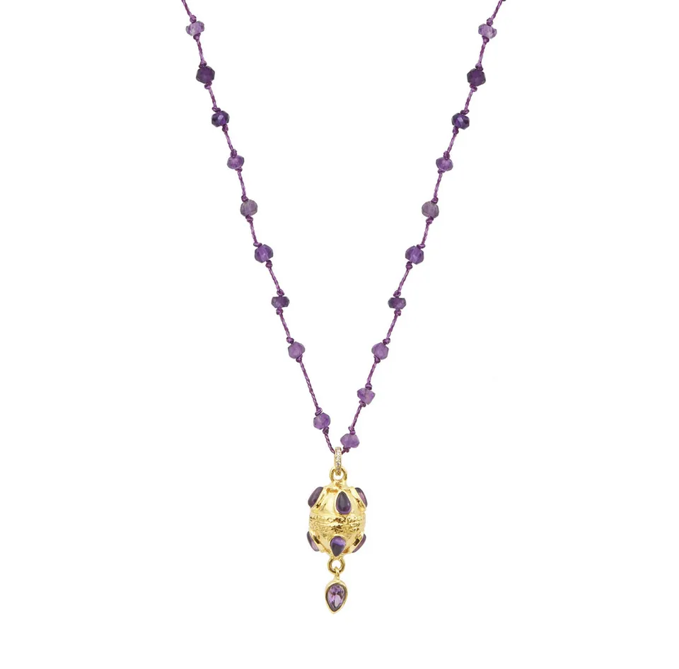 Leticia Ponti Berta Goutte collier améthyste plaqué or 40 cm