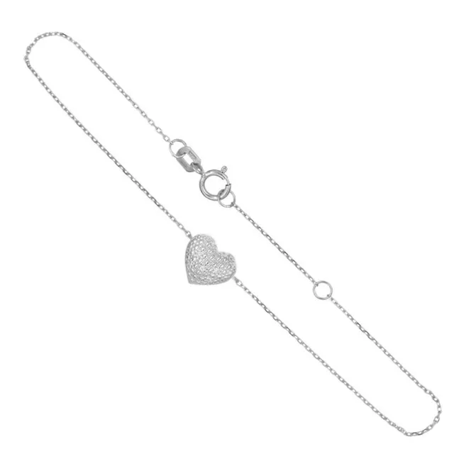L'Atelier d'Azur Bracelet Cœur Or Blanc Diamants 18cm Femme