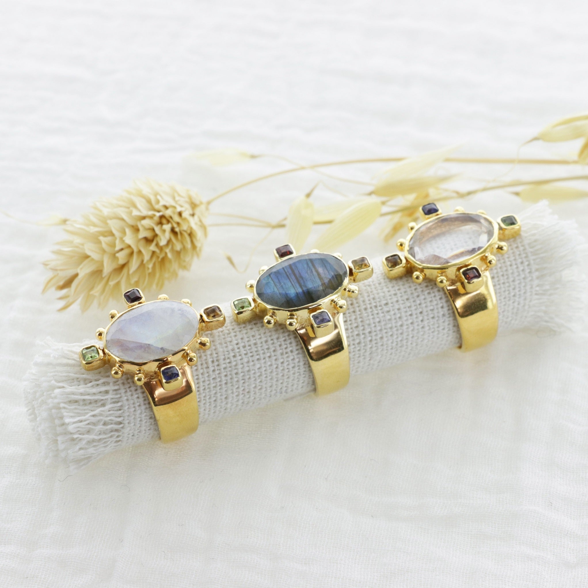 Leticia Ponti Margot bague cristal ajustable plaqué or