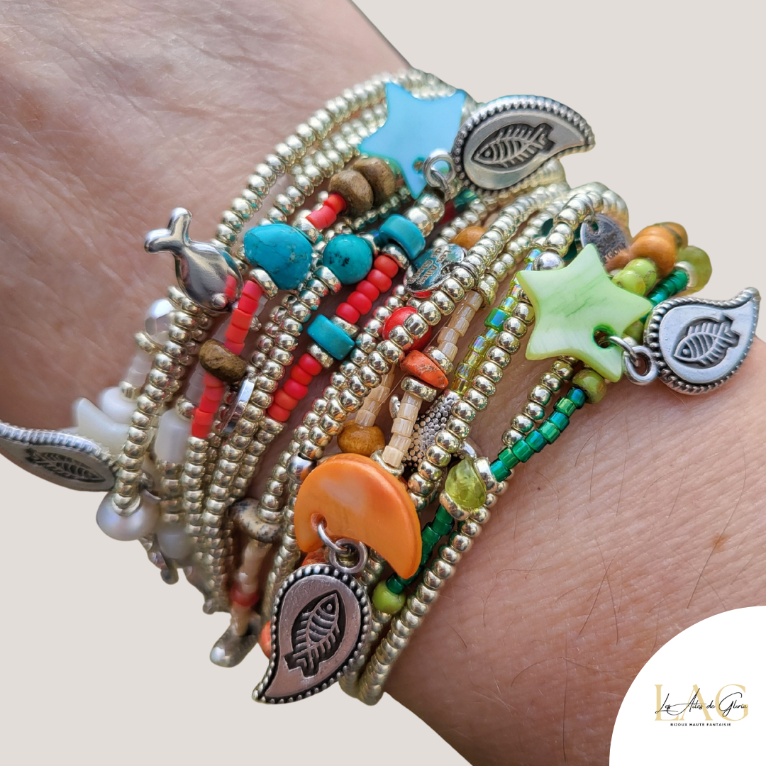 Les Ailes de Gloria Multirangs Tropical Silver bracelet argenté