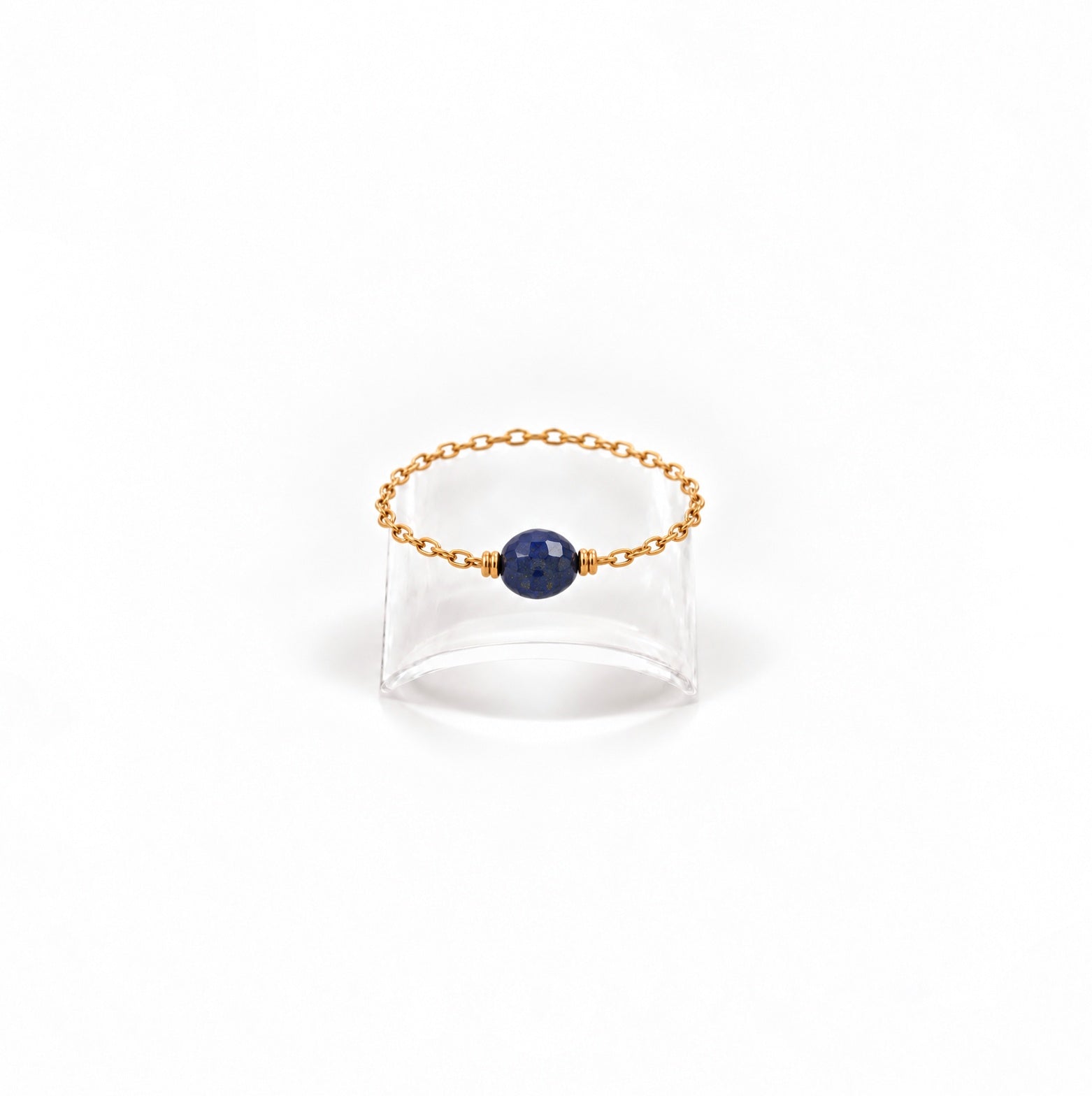 Ô PLUM Bonnie bague mini lapis lazuli plaqué or taille 52