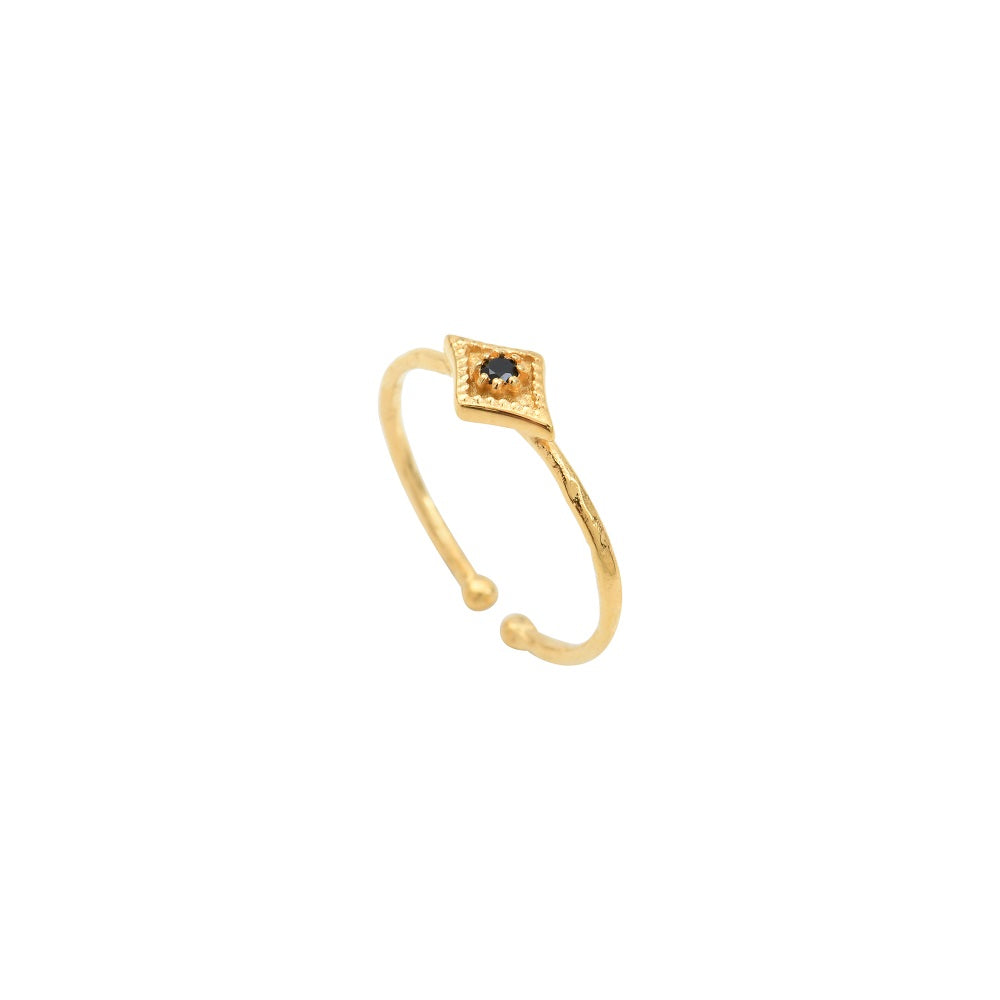 Leticia Ponti Yara bague zircon blanc plaqué or ajustable