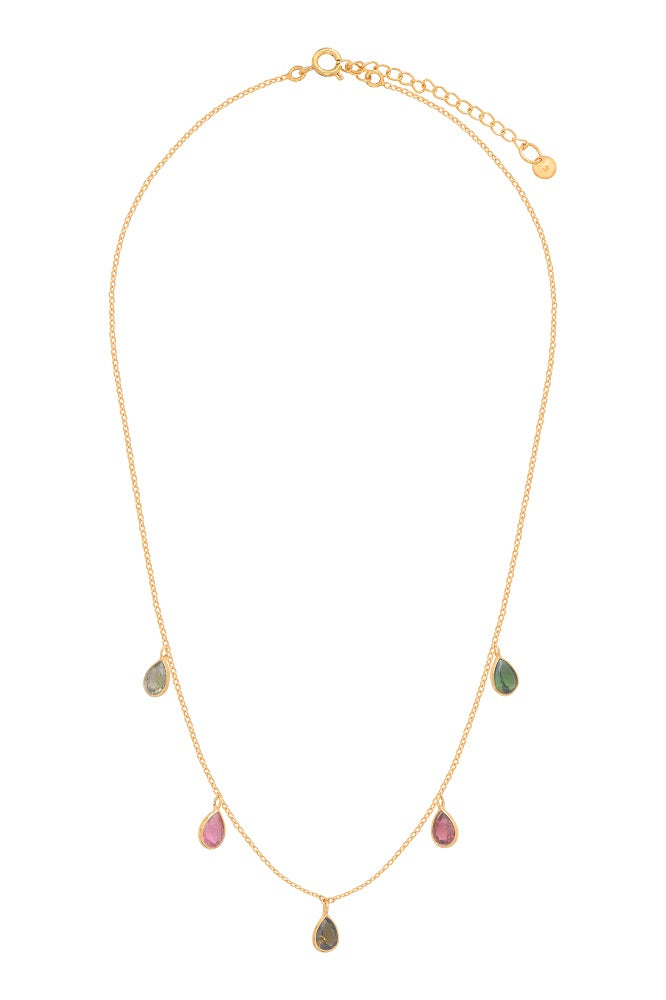 Leticia Ponti Sara collier tourmaline plaqué or 38 cm