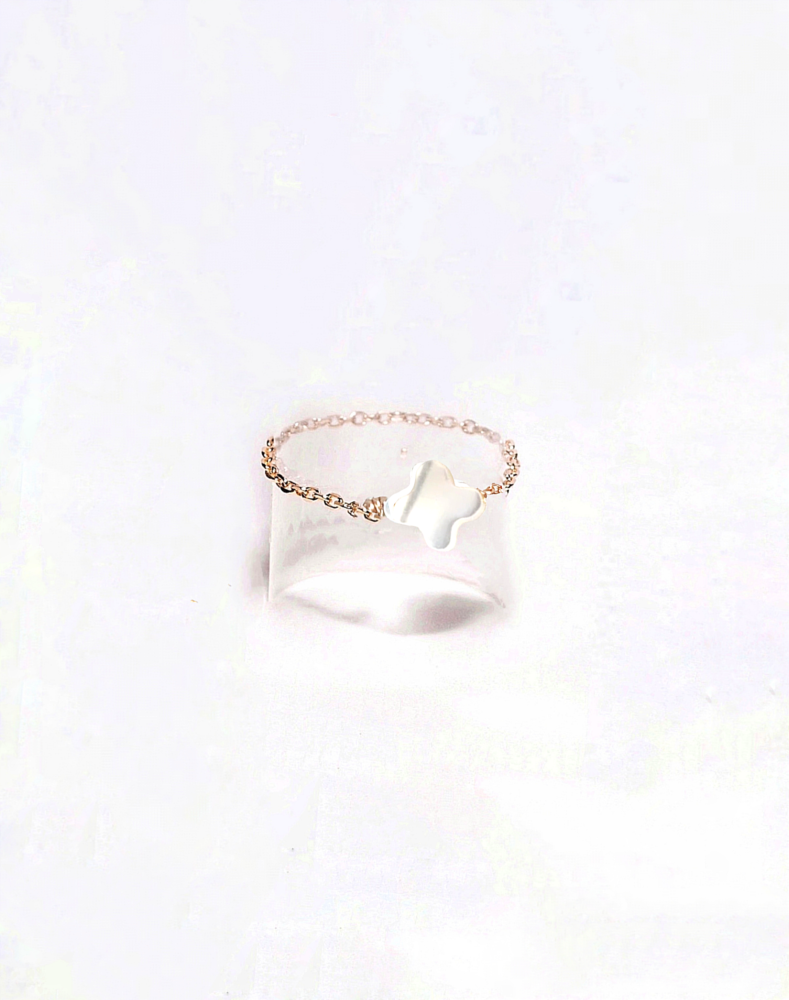 Ô PLUM Bague Chaîne Olympe nacre ivoire plaqué or