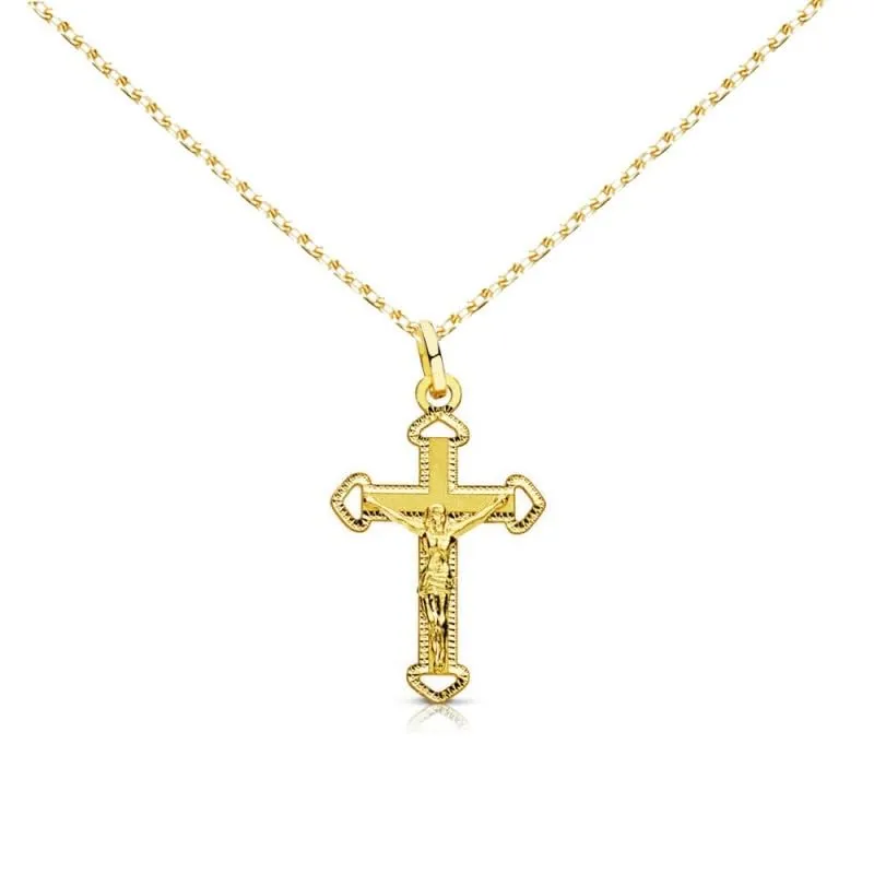 L'Atelier d'Azur Collier médaille croix Christ or 750