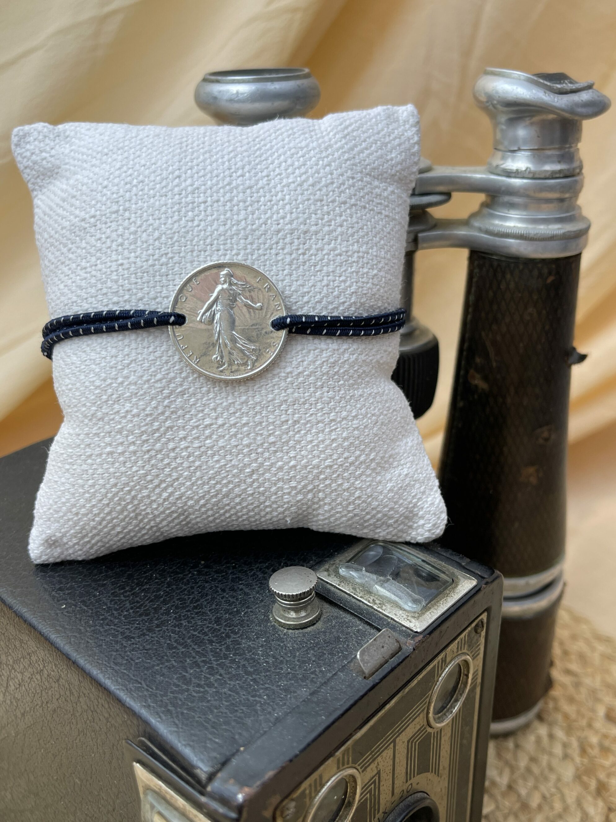Le P’tit Franc 1 Franc bracelet argent massif cordon