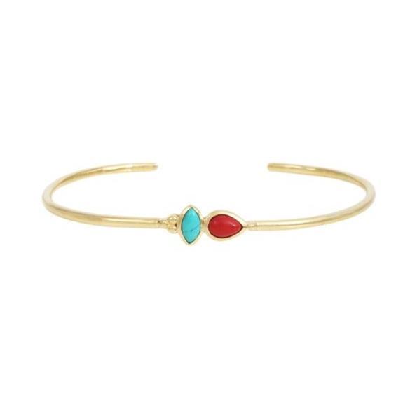 Leticia Ponti Jolène jonc Labradorite plaqué or ajustable