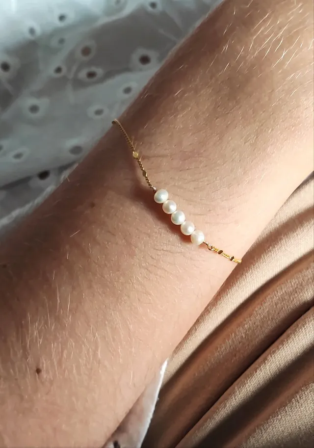 Ô PLUM Lénora perles bracelet plaqué or 15/18 cm eau douce