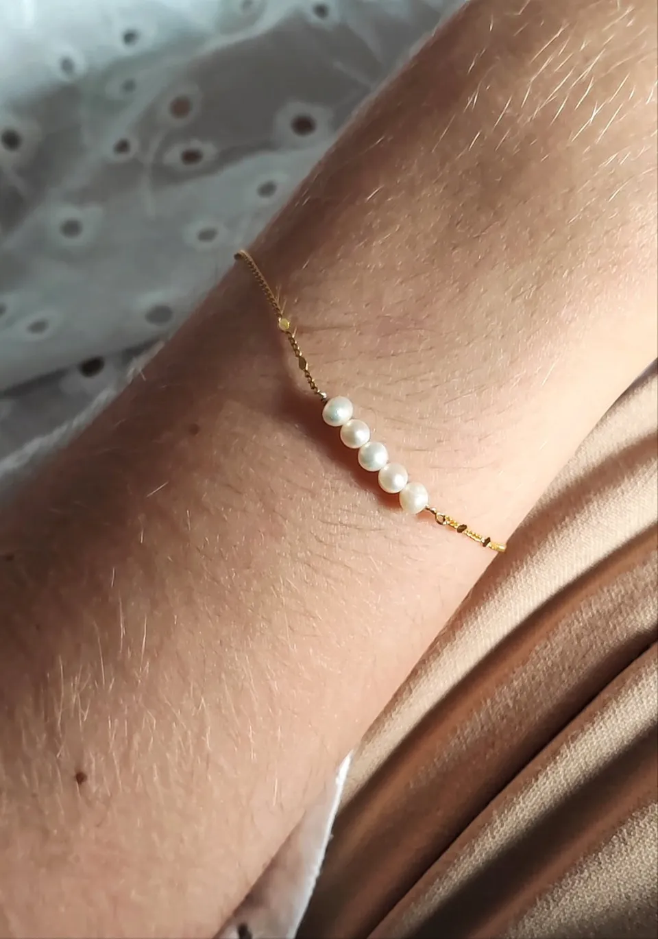 Ô PLUM Lénora perles bracelet plaqué or 15/18 cm eau douce