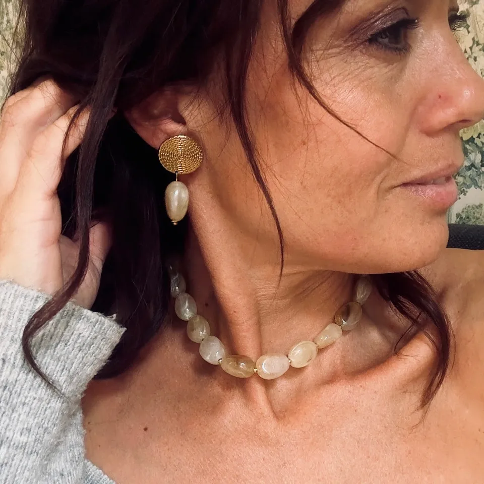 Mad So Creation Marbella boucles bordeaux perle 4,5cm
