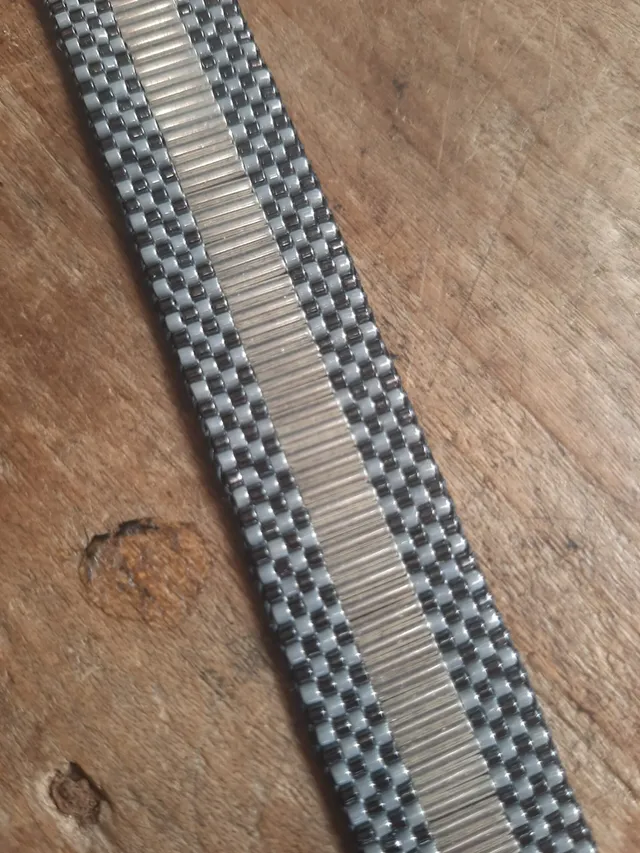 Les Ailes de Gloria Damier Silver Black bracelet manchette noir