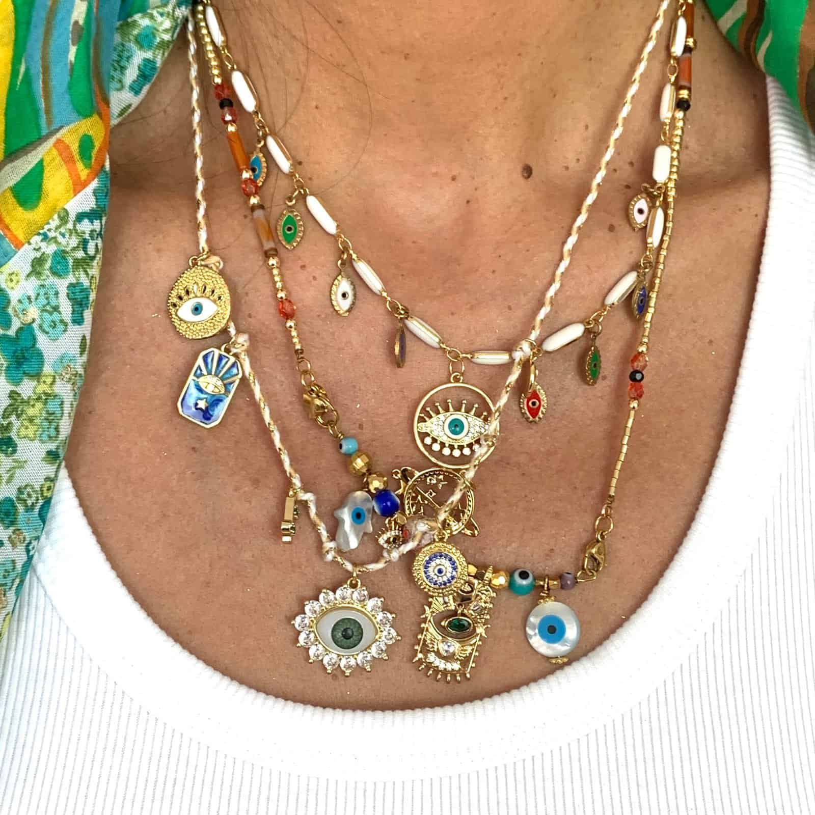 HYPNOCHIC Occhi collier fantaisie 3 rangs perles