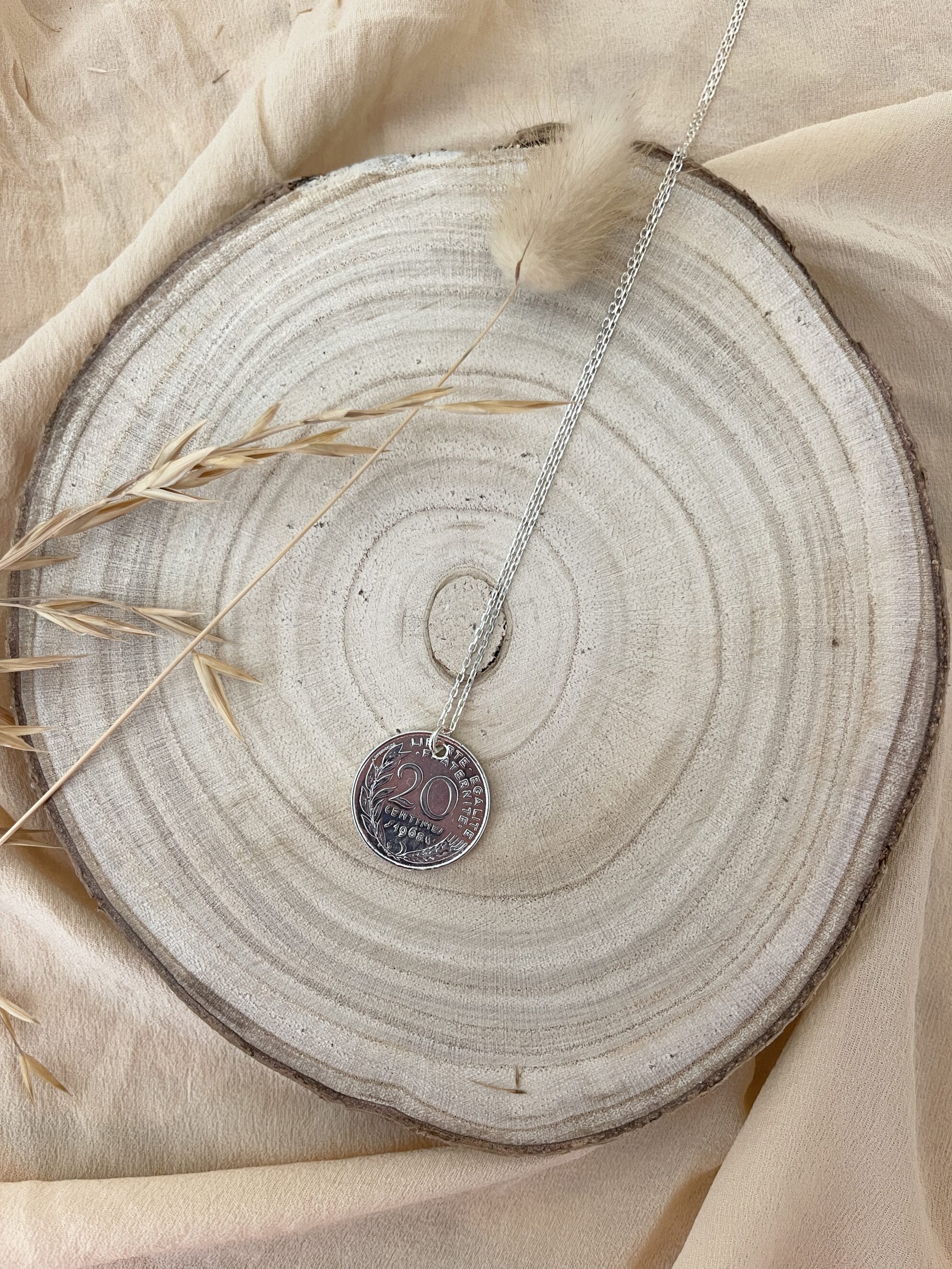 Le P’tit Franc 20 Centimes collier pièce 45 cm plaqué or