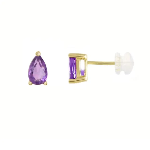 L'Atelier d'Azur Boucles Puces Or Jaune Améthyste Goutte Femme