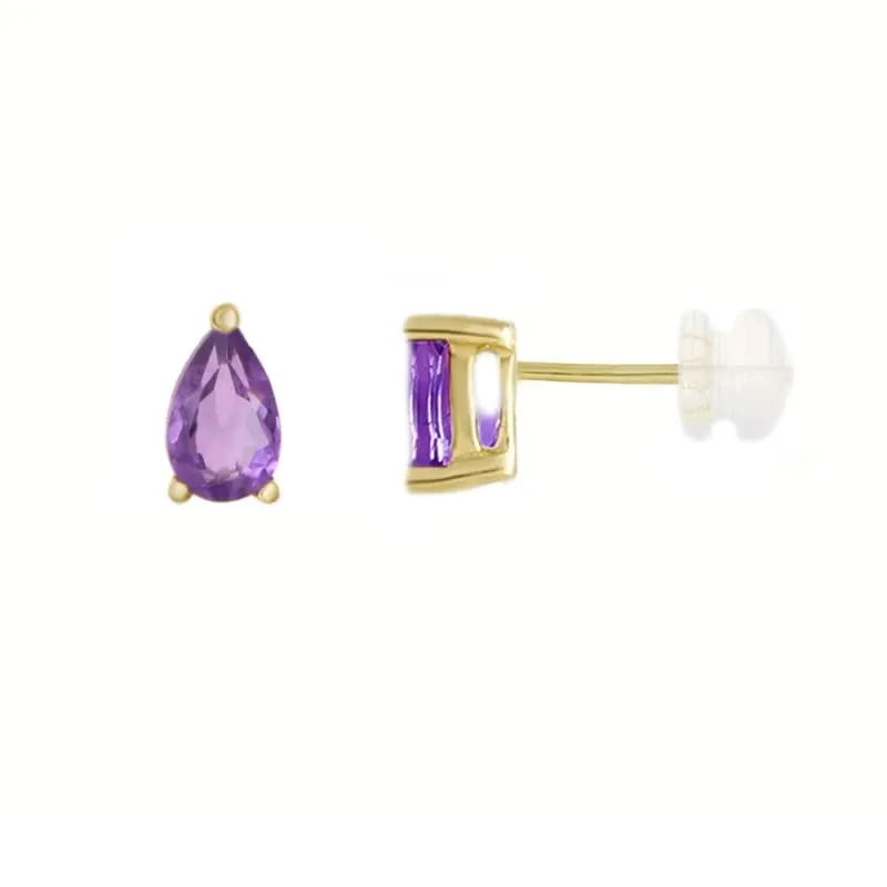 L'Atelier d'Azur Boucles Puces Or Jaune Améthyste Goutte Femme