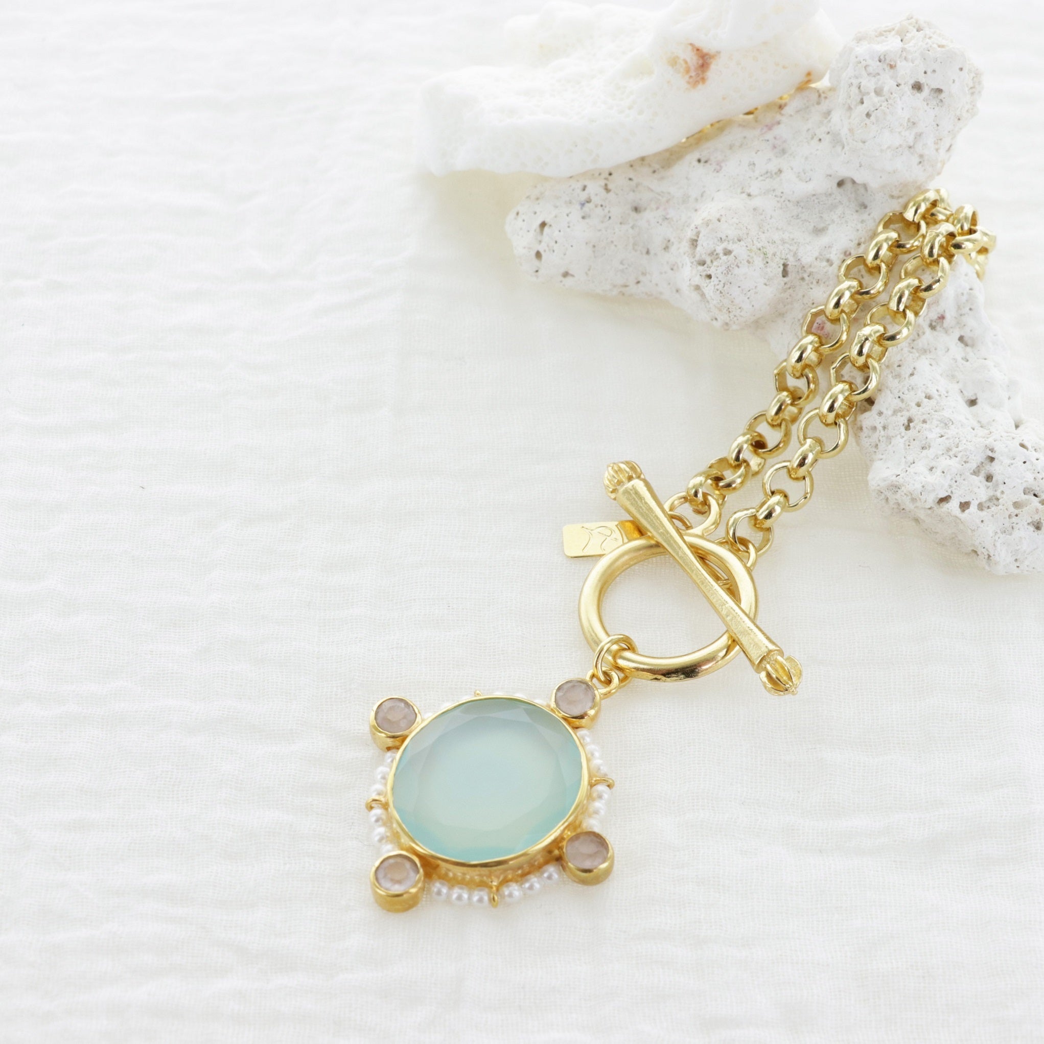 Leticia Ponti Joséphine XL collier calcédoine aqua