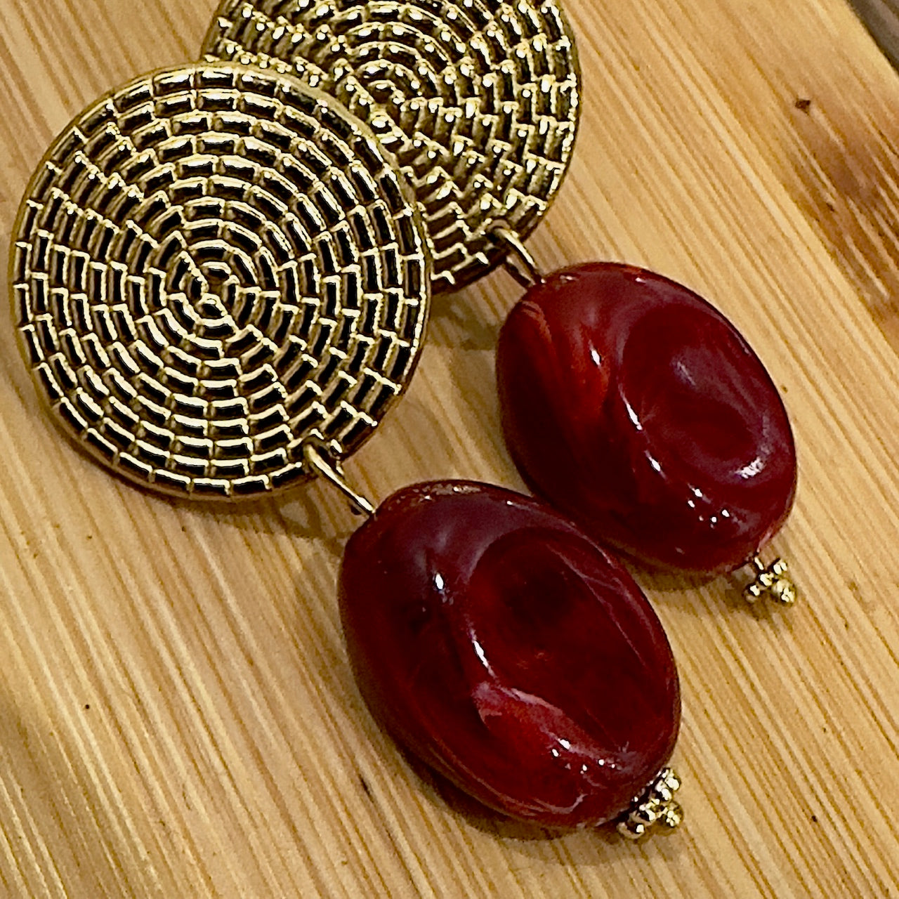 Mad So Creation Marbella boucles bordeaux perle 4,5cm