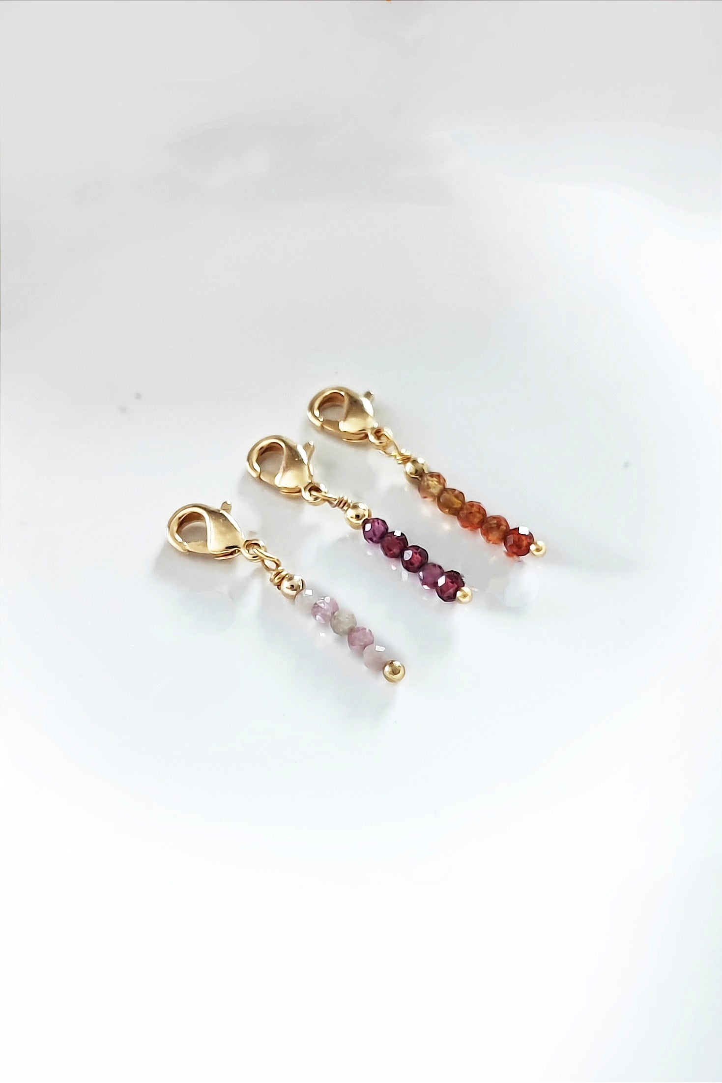 Ô PLUM Breloque Tige Tourmalines Rose charms plaqué or rose
