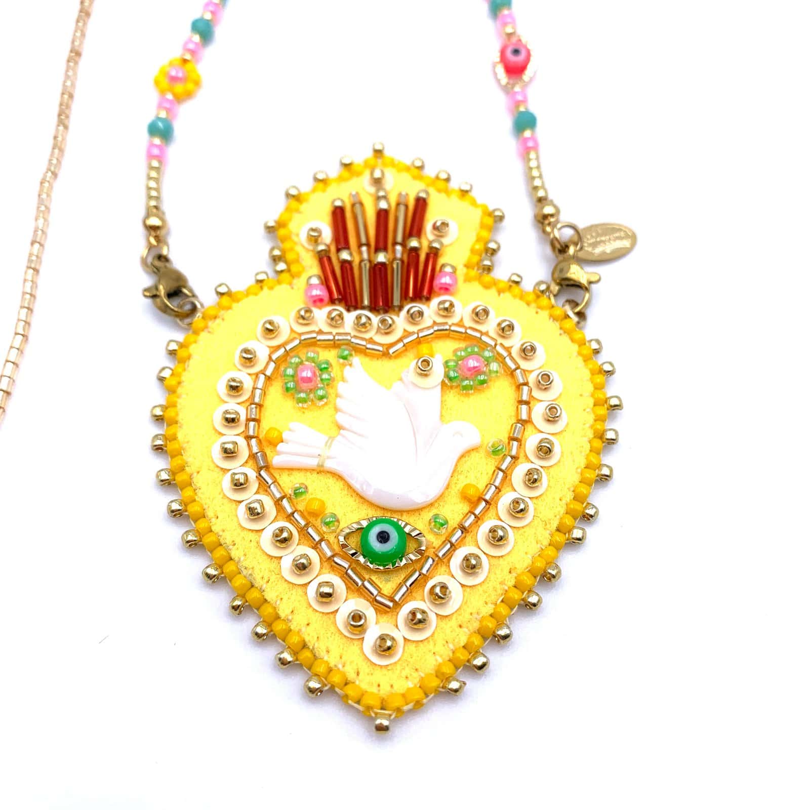 Hypnochic Greta sautoir Ex Voto pendentif feutre perles