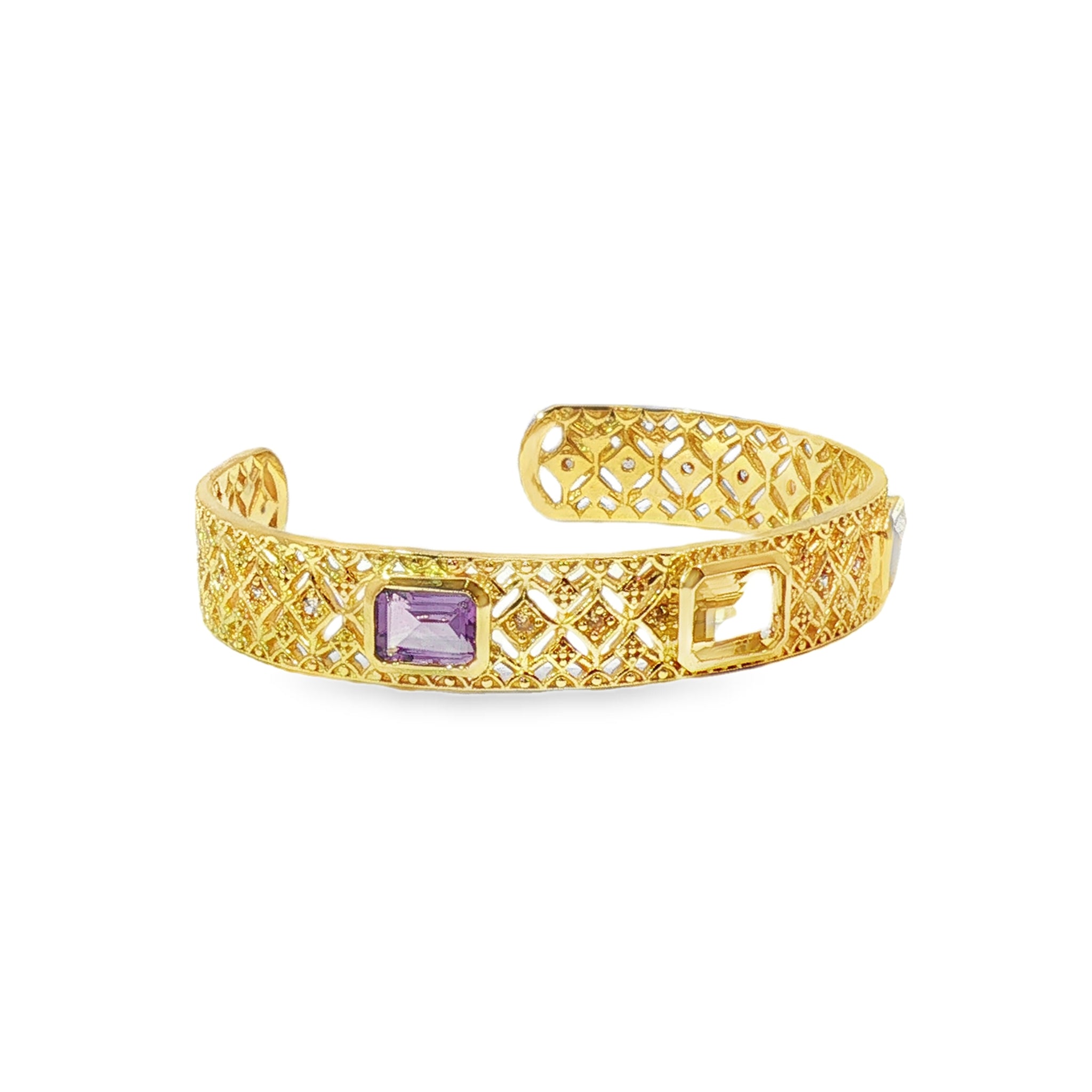 Leticia Ponti Eugénie manchette citrine plaqué or réglable