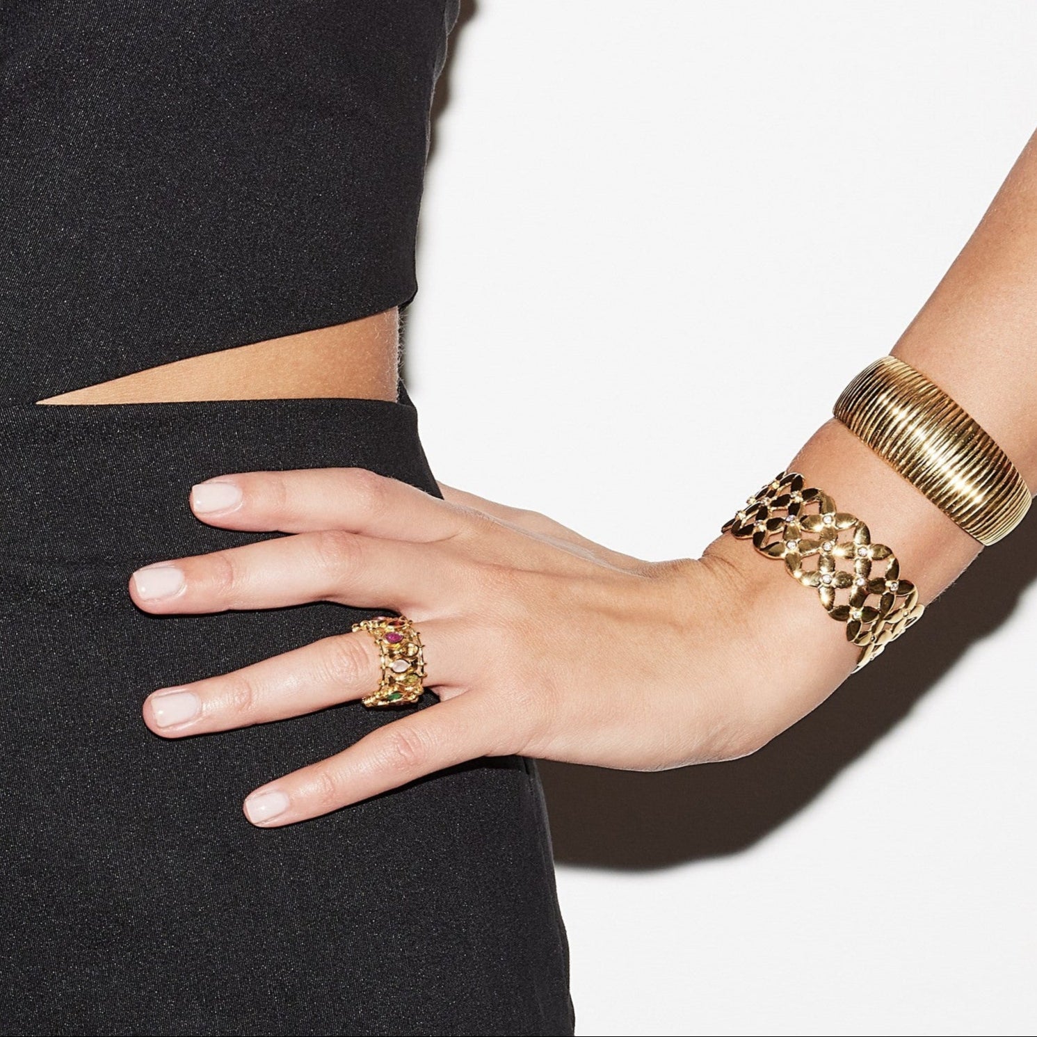 Leticia Ponti Mady bague large grenat ajustable