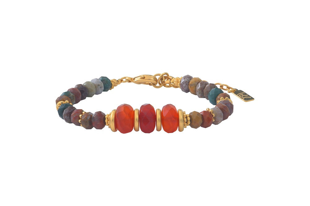 Leticia Ponti Amaia bracelet cornaline plaqué or 3 microns