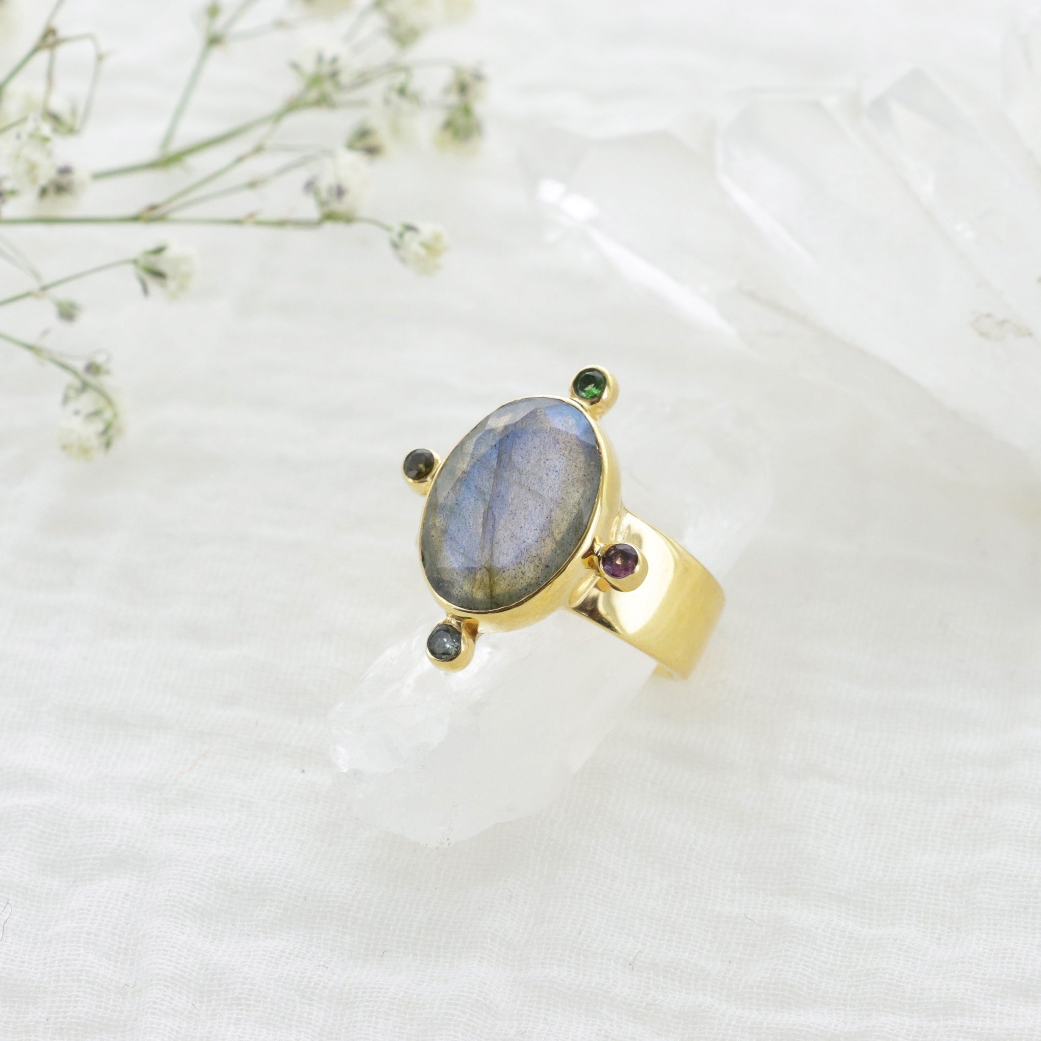 Leticia Ponti Joséphine bague ajustable labradorite