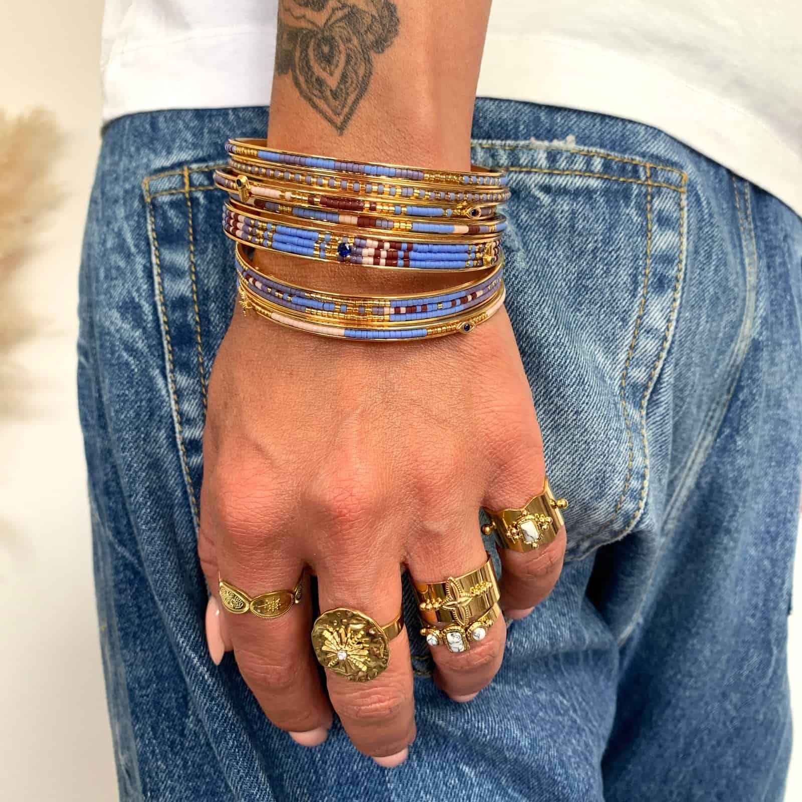 Hypnochic Symbols set 7 bracelets joncs dorés Miyuki