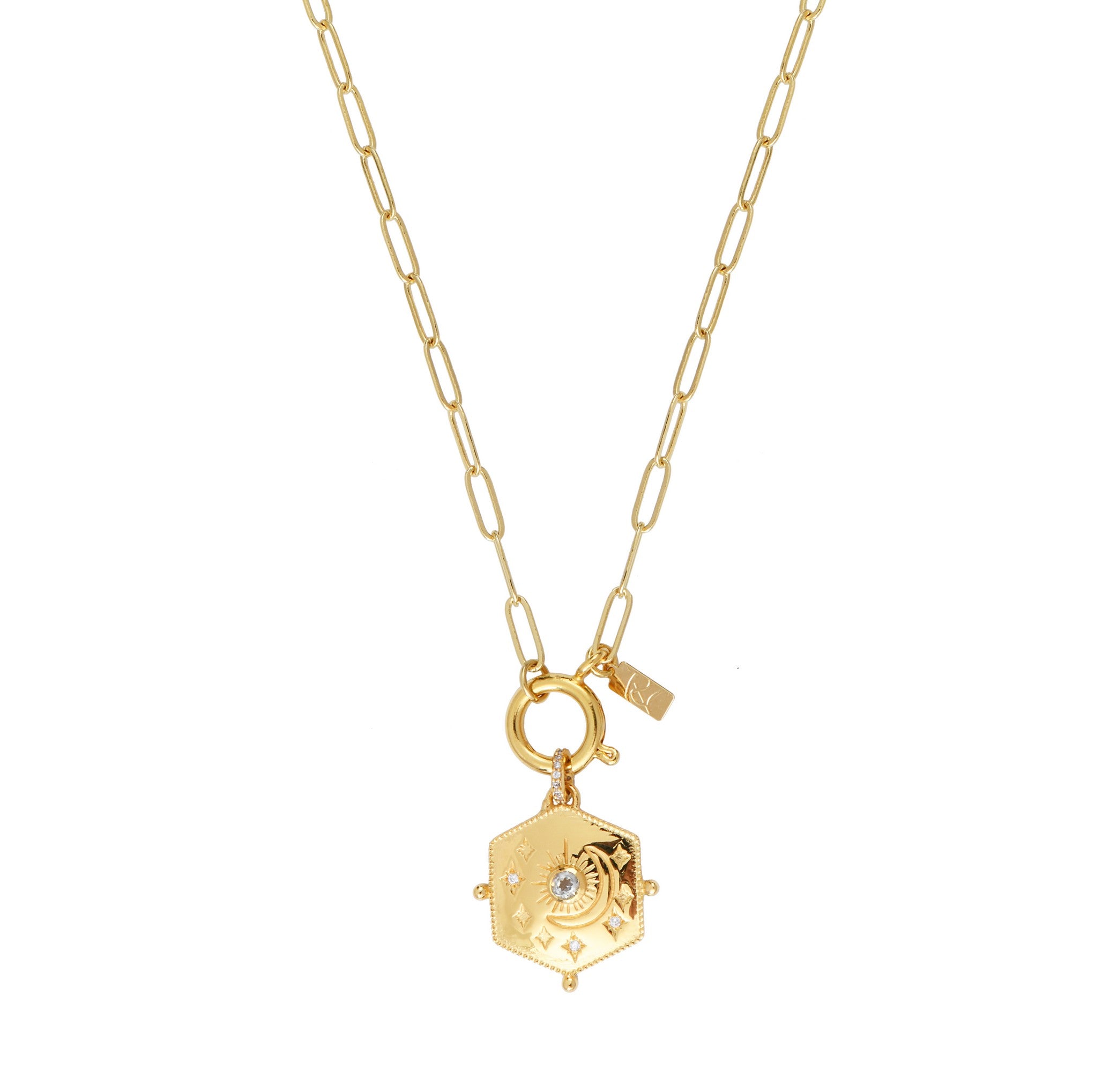 Leticia Ponti Moon collier tourmaline rose plaqué or