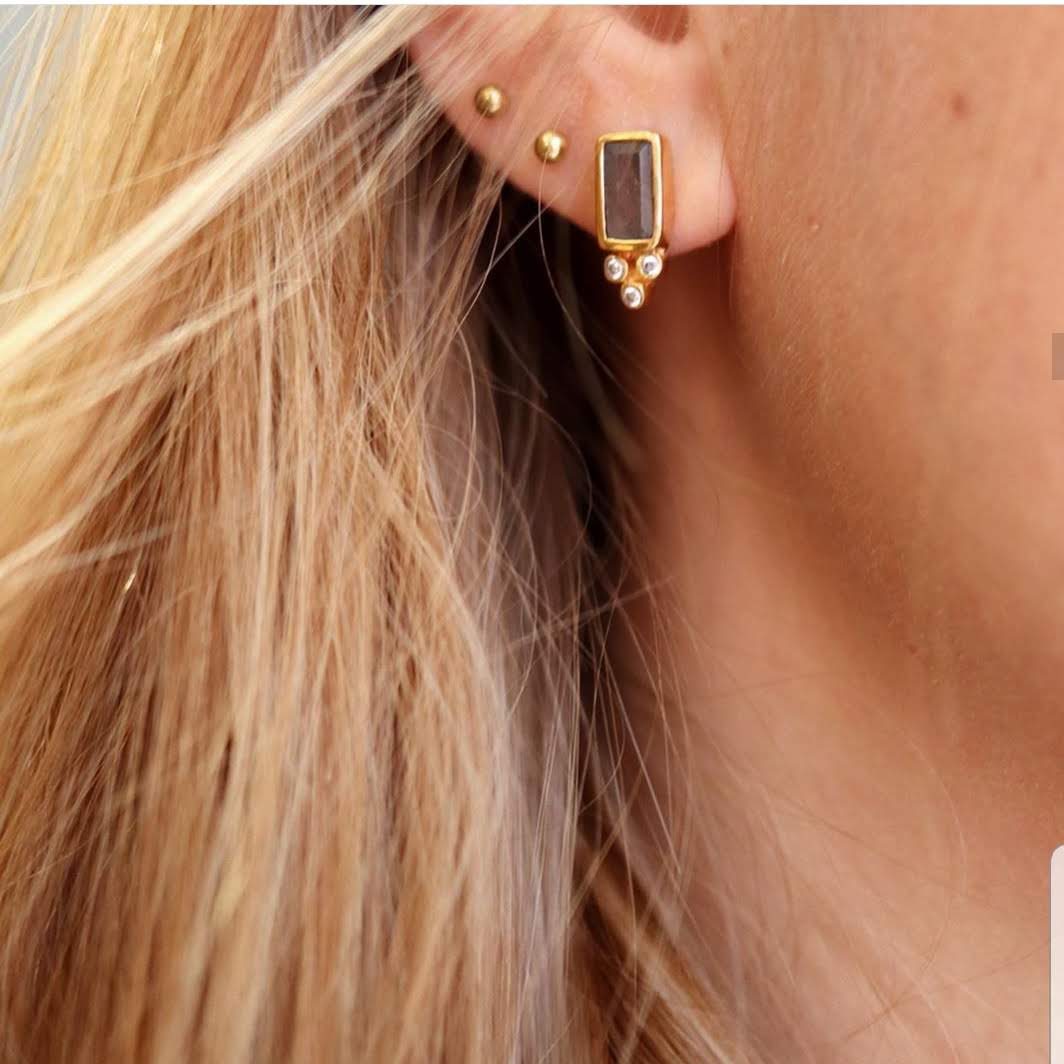 Leticia Ponti Molly boucles d'oreilles malachite pierre rectangle
