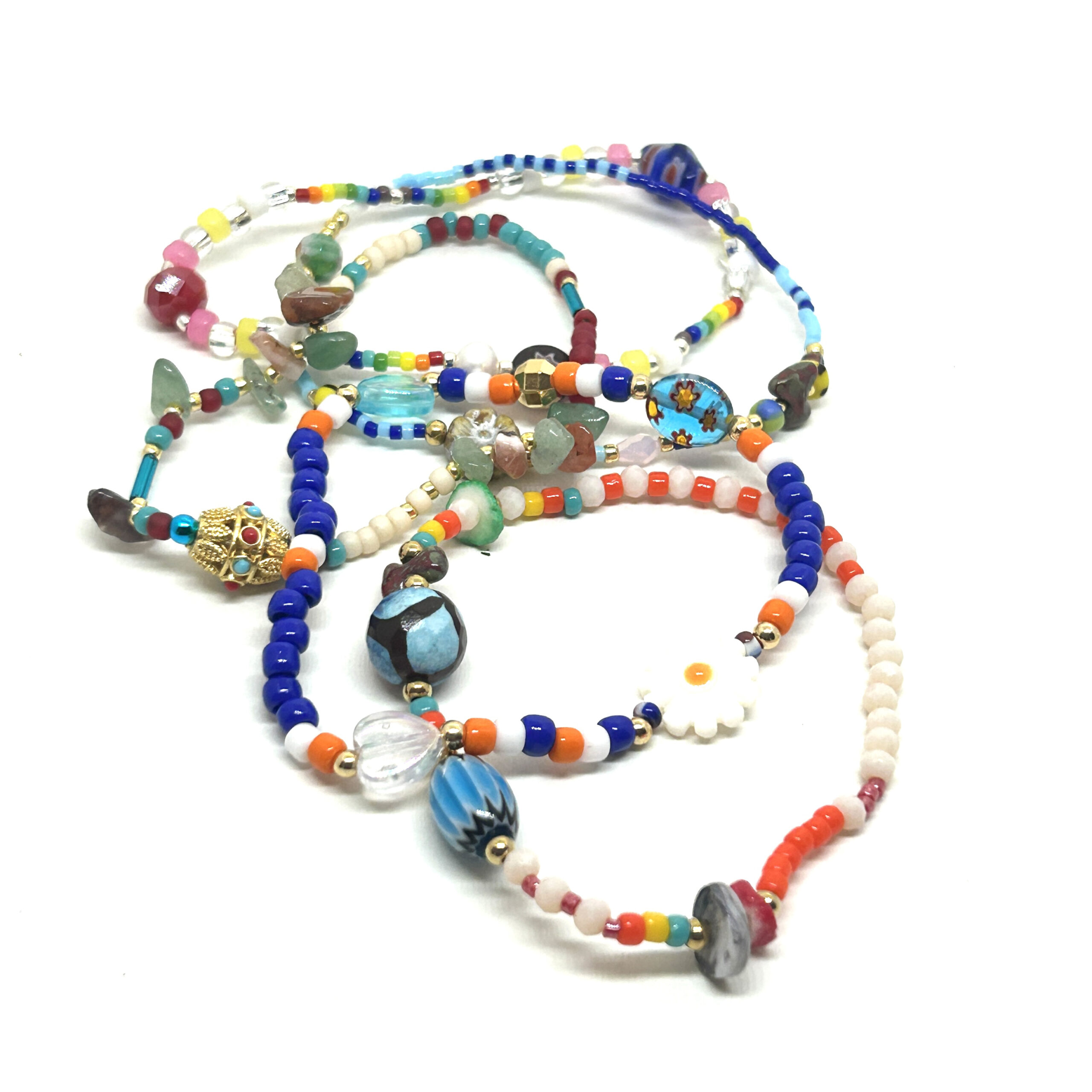 Hypnochic Sun bracelet multi-rangs pierres naturelles multicolore