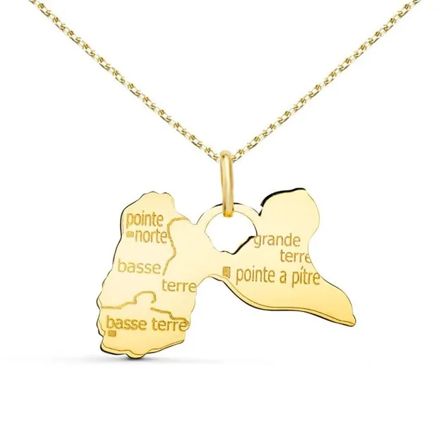 L'Atelier d'Azur Pendentif Ile de la Guadeloupe Or 750 + Chaîne Offerte