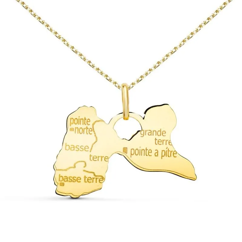 L'Atelier d'Azur Pendentif Ile de la Guadeloupe Or 750 + Chaîne Offerte