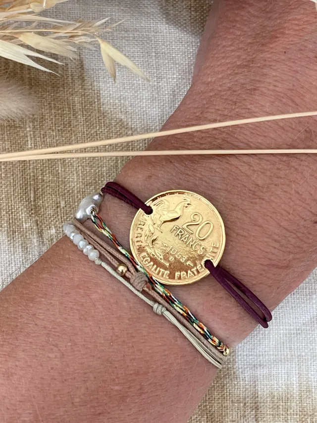 Le P'tit Franc Guiraud bracelet 20 francs cordon élastique